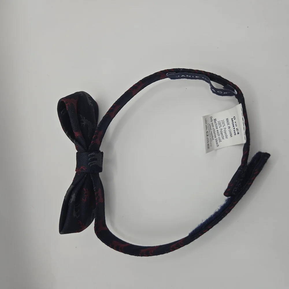 Janie & Jack Toddler Navy Blue Bow Tie with Red and Gray Reindeer